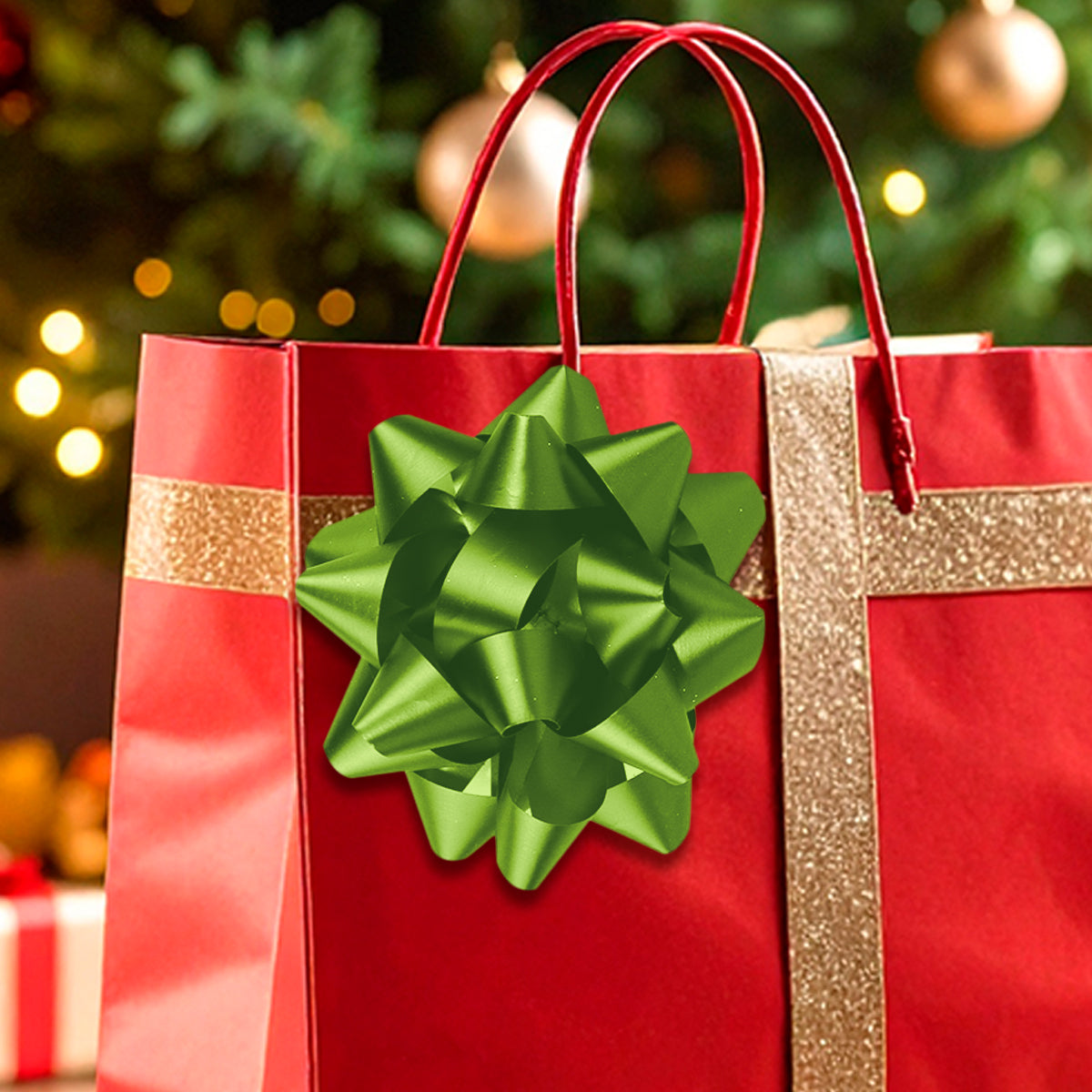 Moños para Regalo, Color Verde, 10 cm