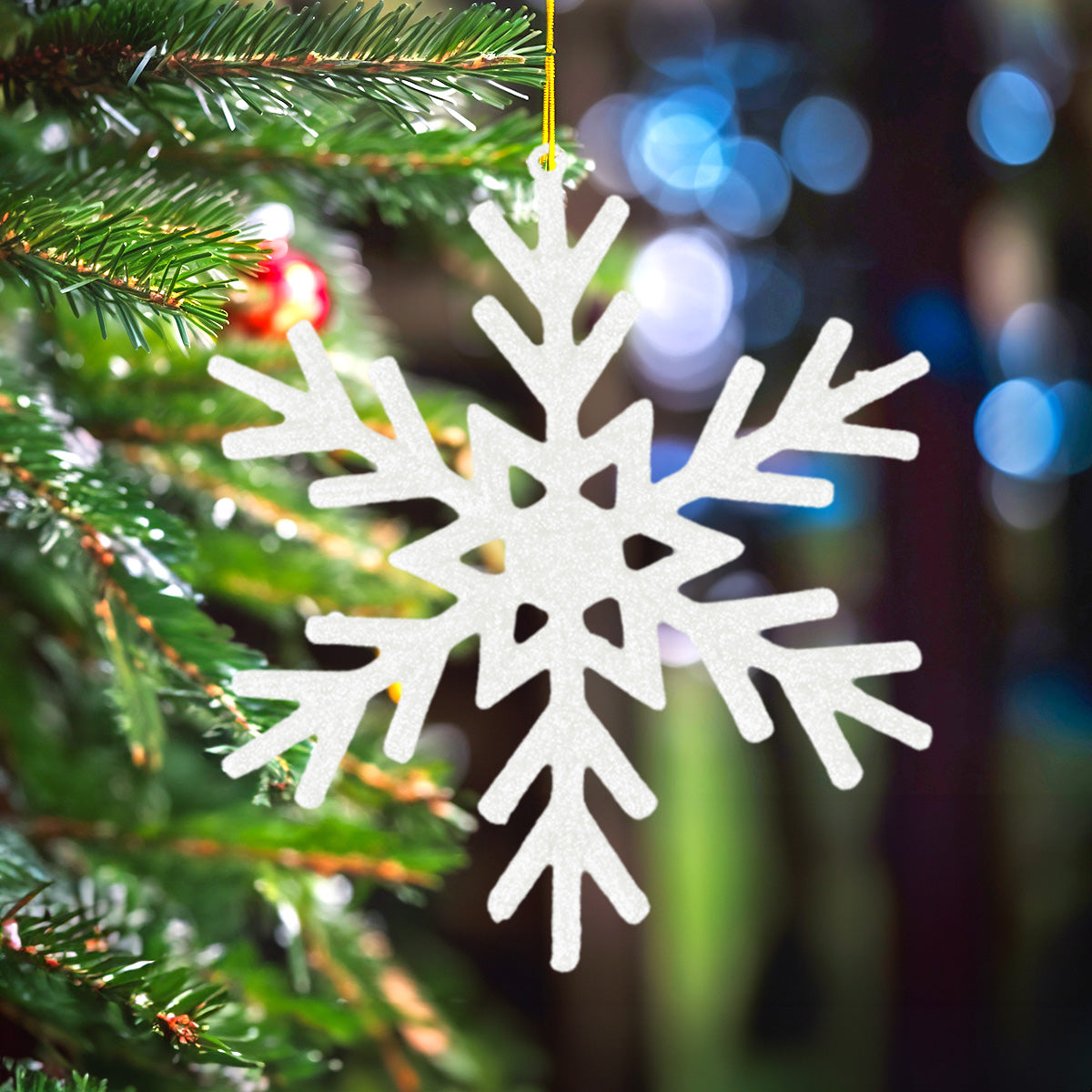 Ornamento con Diseño de Copo de Nieve color Blanco