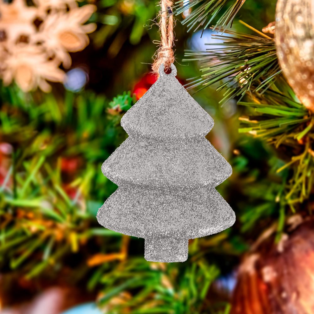 Kit Mini Árbol con Glitter, Color Plata, 5 pzas