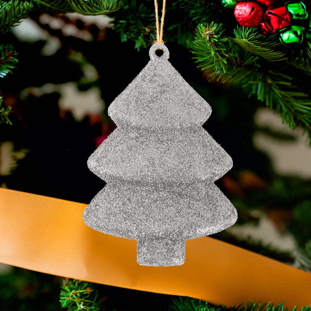 Kit Mini Árbol con Glitter, Color Plata, 5 pzas