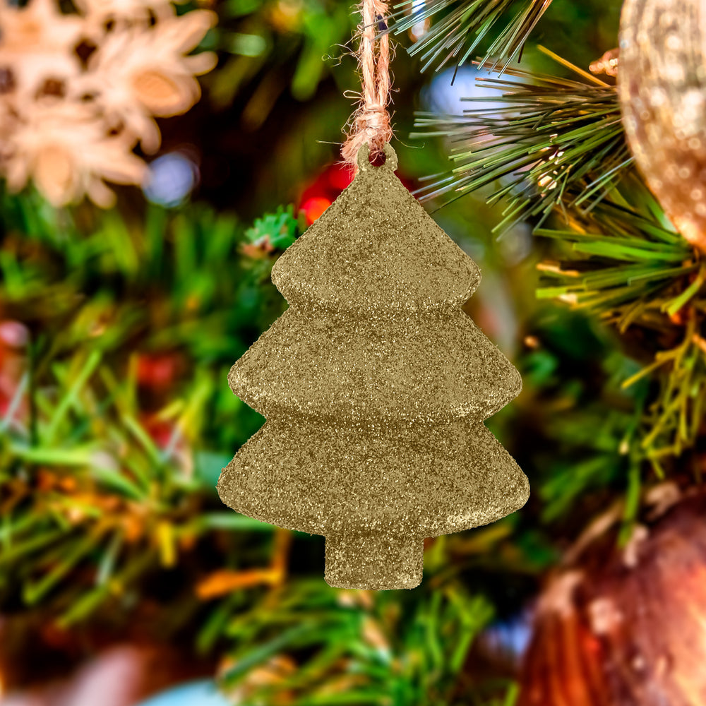 Kit Mini Árbol con Glitter, Color Oro, 5 pzas