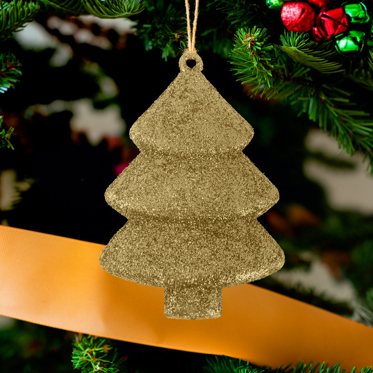 Kit Mini Árbol con Glitter, Color Oro, 5 pzas