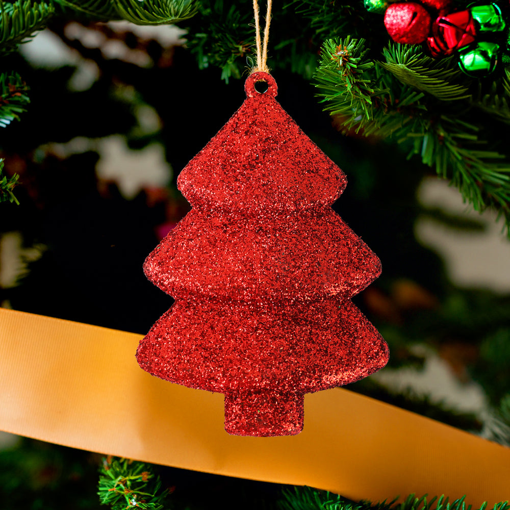 Kit Mini Árbol con Glitter, Color Rojo, 5 pzas