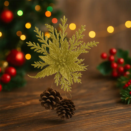 Ornamento en Forma de Nochebuena color Oro