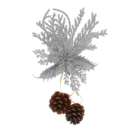 Ornamento en Forma de Nochebuena color Plata