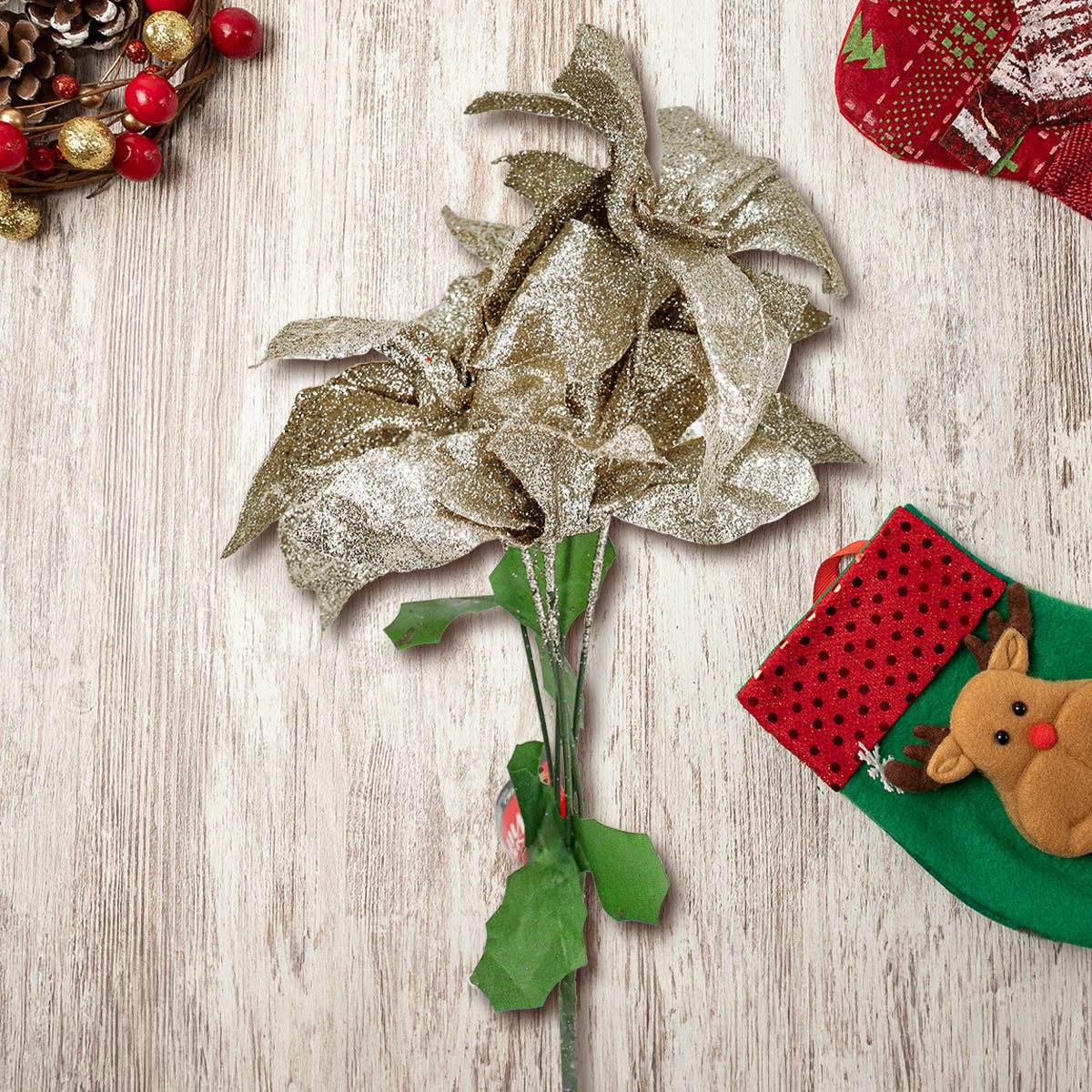 Nochebuena Artificial con Glitter, Color Arena