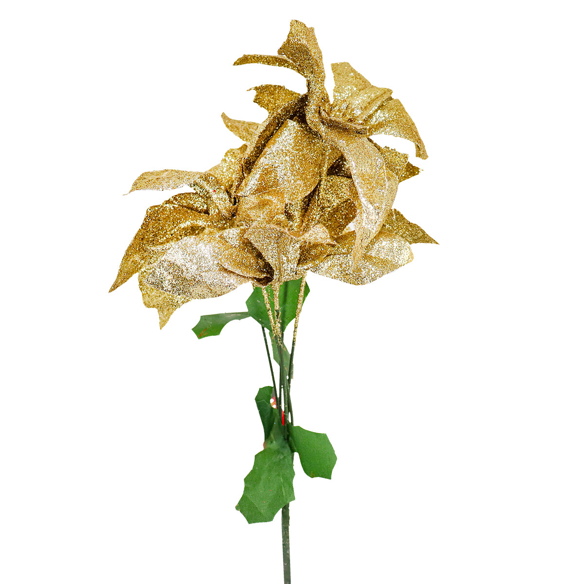 Nochebuena Artificial con Glitter, Color Oro