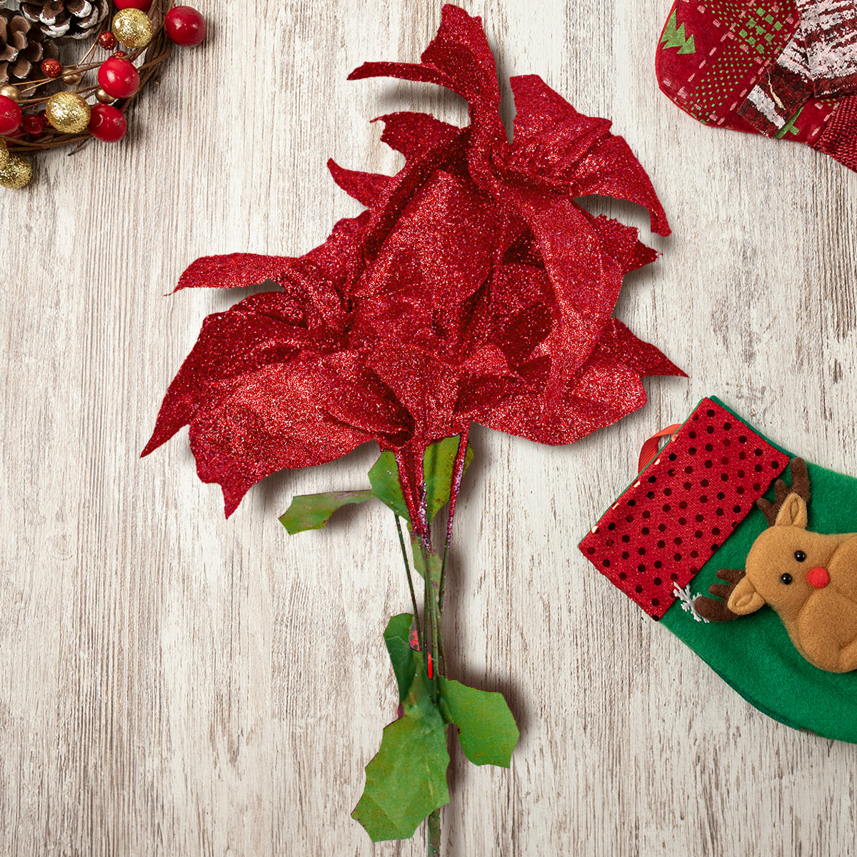 Nochebuena Artificial con Glitter