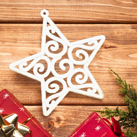 Ornamento Navideño en Forma de Estrella color Blanco, 4pzas