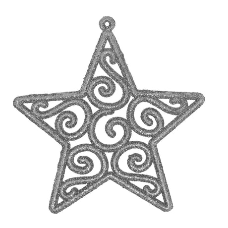 Ornamento Navideño en Forma de Estrella color Plata, 4pzas