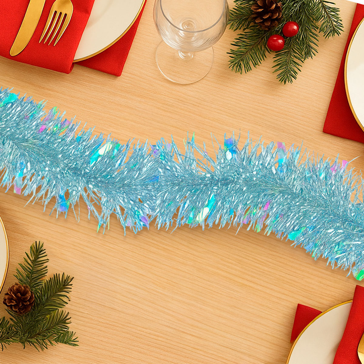 Guirnalda Navideña de Tinsel, Color Azul