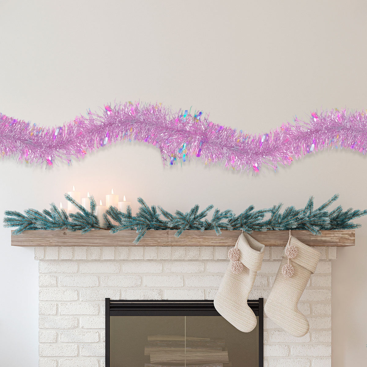 Guirnalda Navideña de Tinsel, Color Rosa