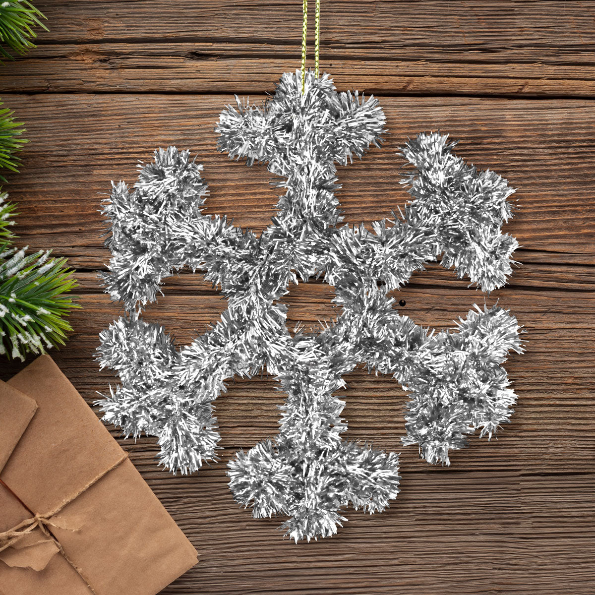 Copo de Nieve Jumbo de Tinsel color Plata