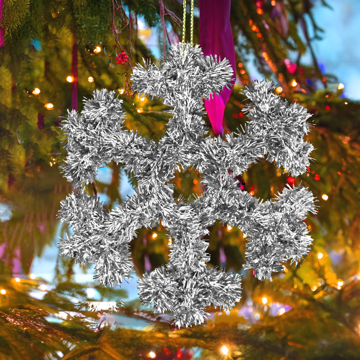 Copo de Nieve Jumbo de Tinsel color Plata