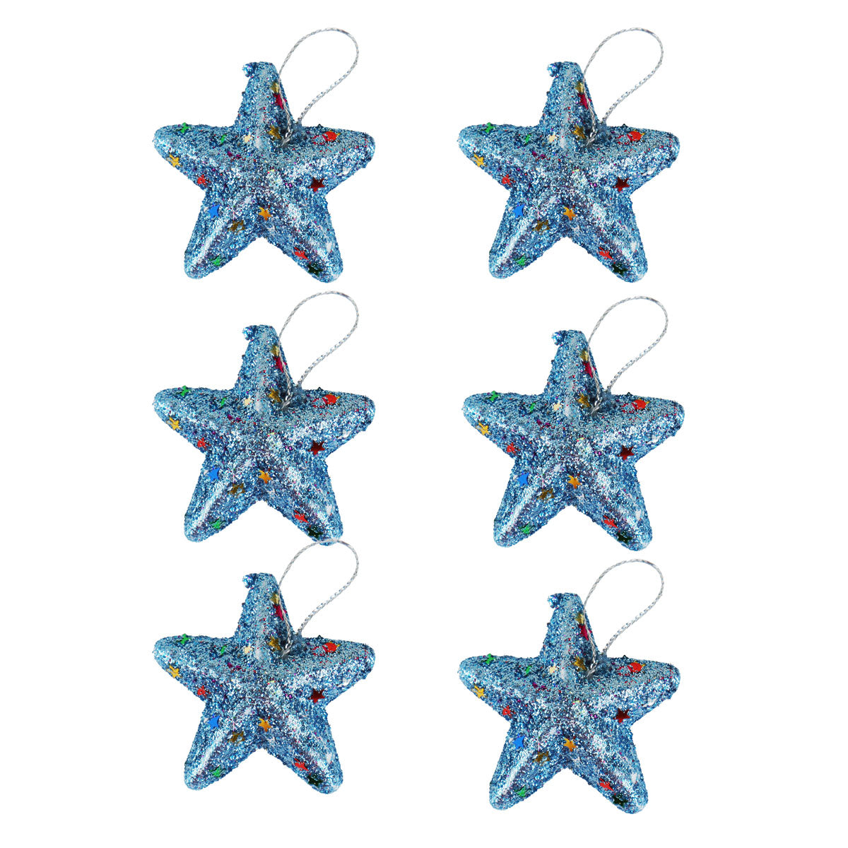 Mini Estrellas, Ornamento Navideño Glitter, Color Azul