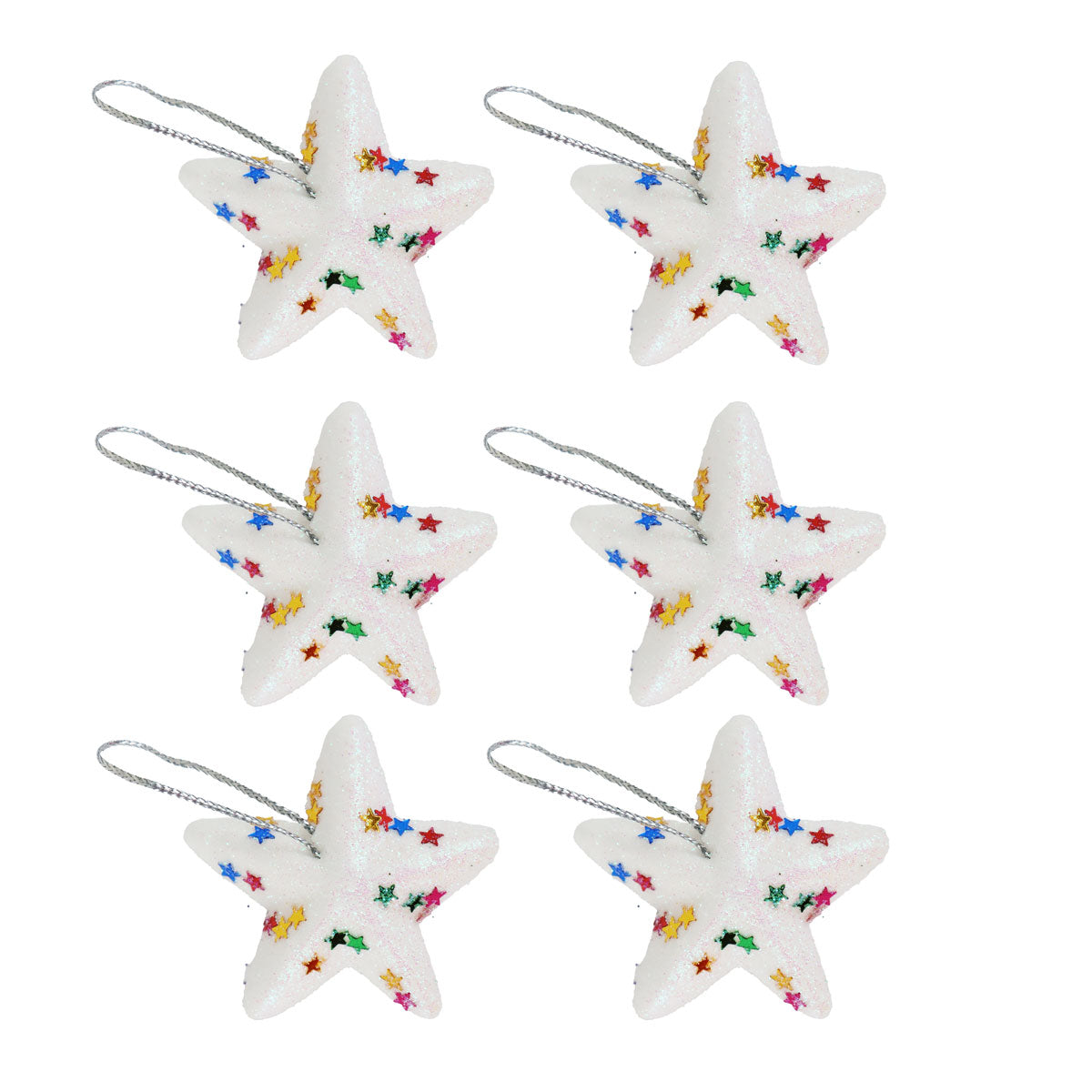 Mini Estrellas, Ornamento Navideño Glitter, Color Blanco