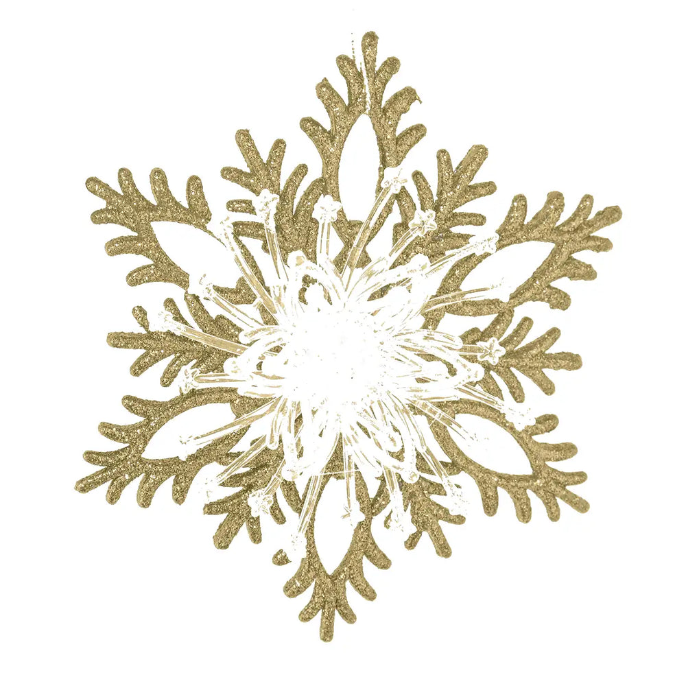 Copo de Nieve Transparente con Diamantina color Oro