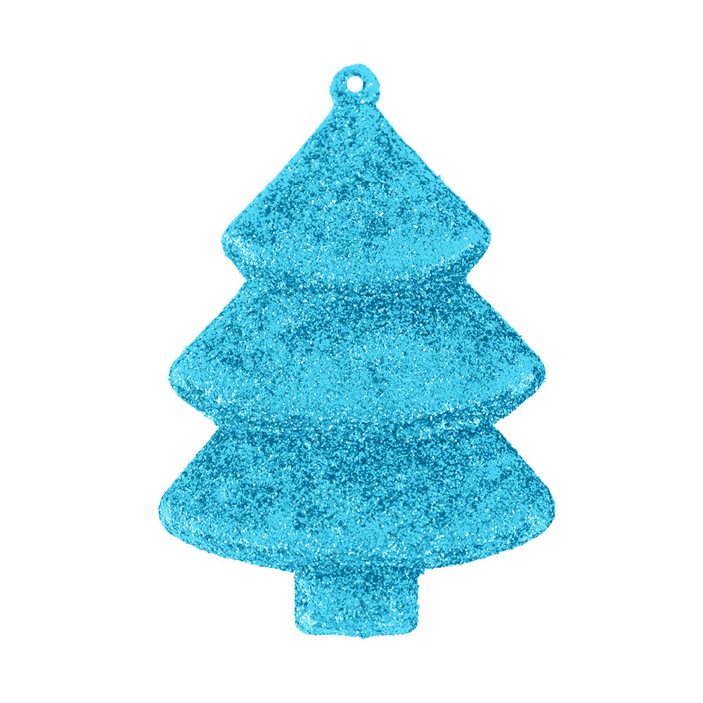 Set Mini Árbol Navideño con Glitter, Color Azul, 5 pzas
