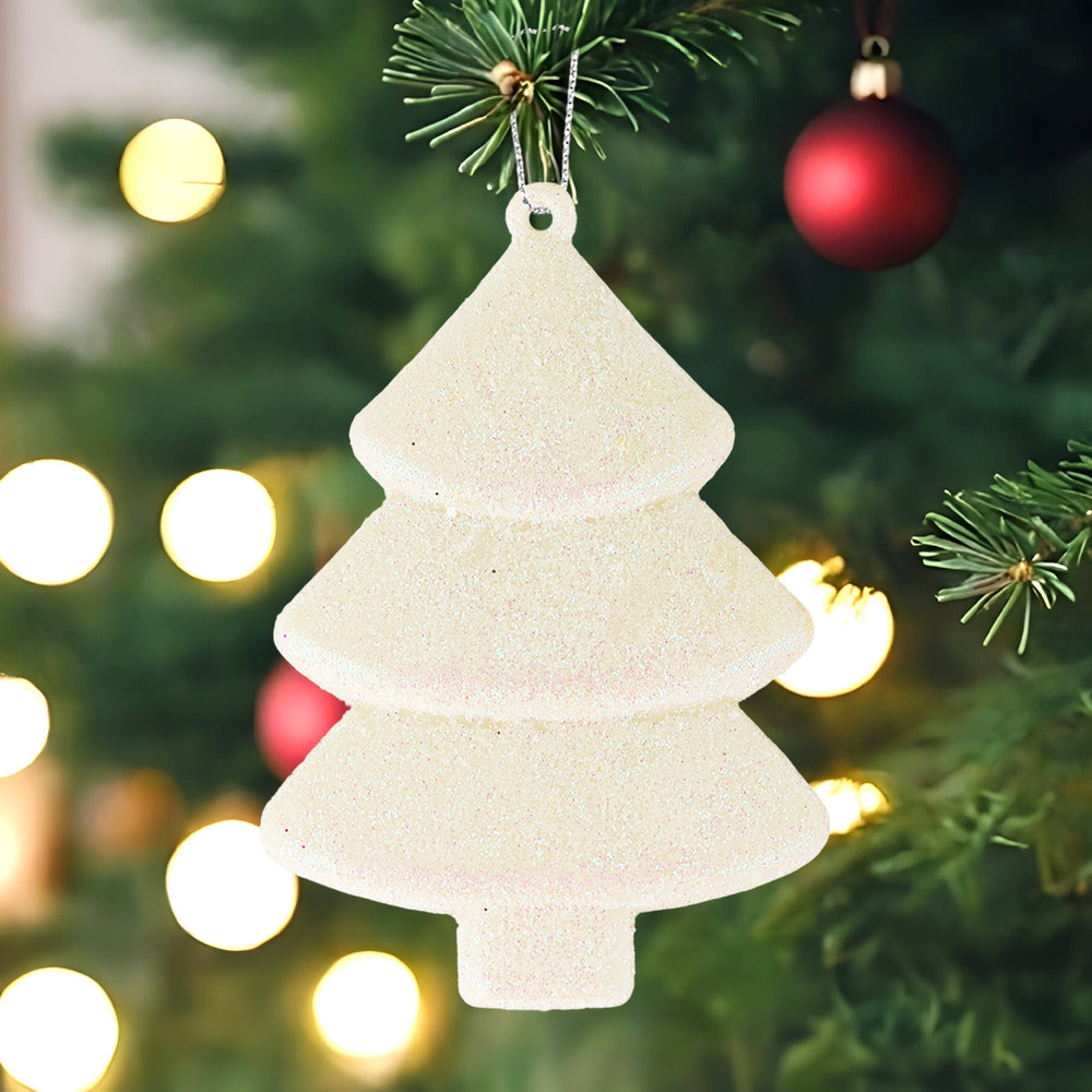 Set Mini Árbol Navideño con Glitter, Color Blanco, 5 pzas