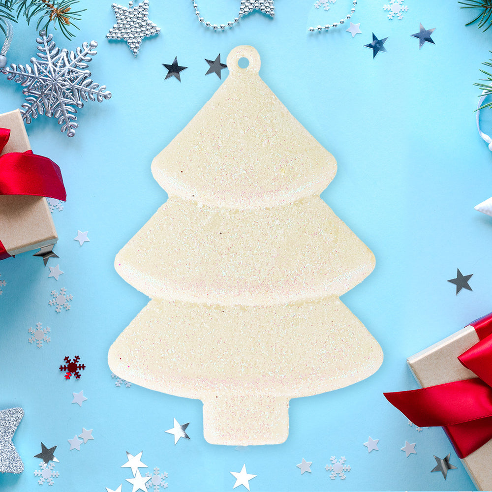 Set Mini Árbol Navideño con Glitter, Color Blanco, 5 pzas