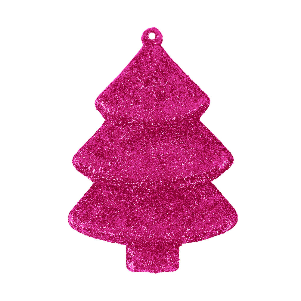 Set Mini Árbol Navideño con Glitter, Color Rosa, 5 pzas