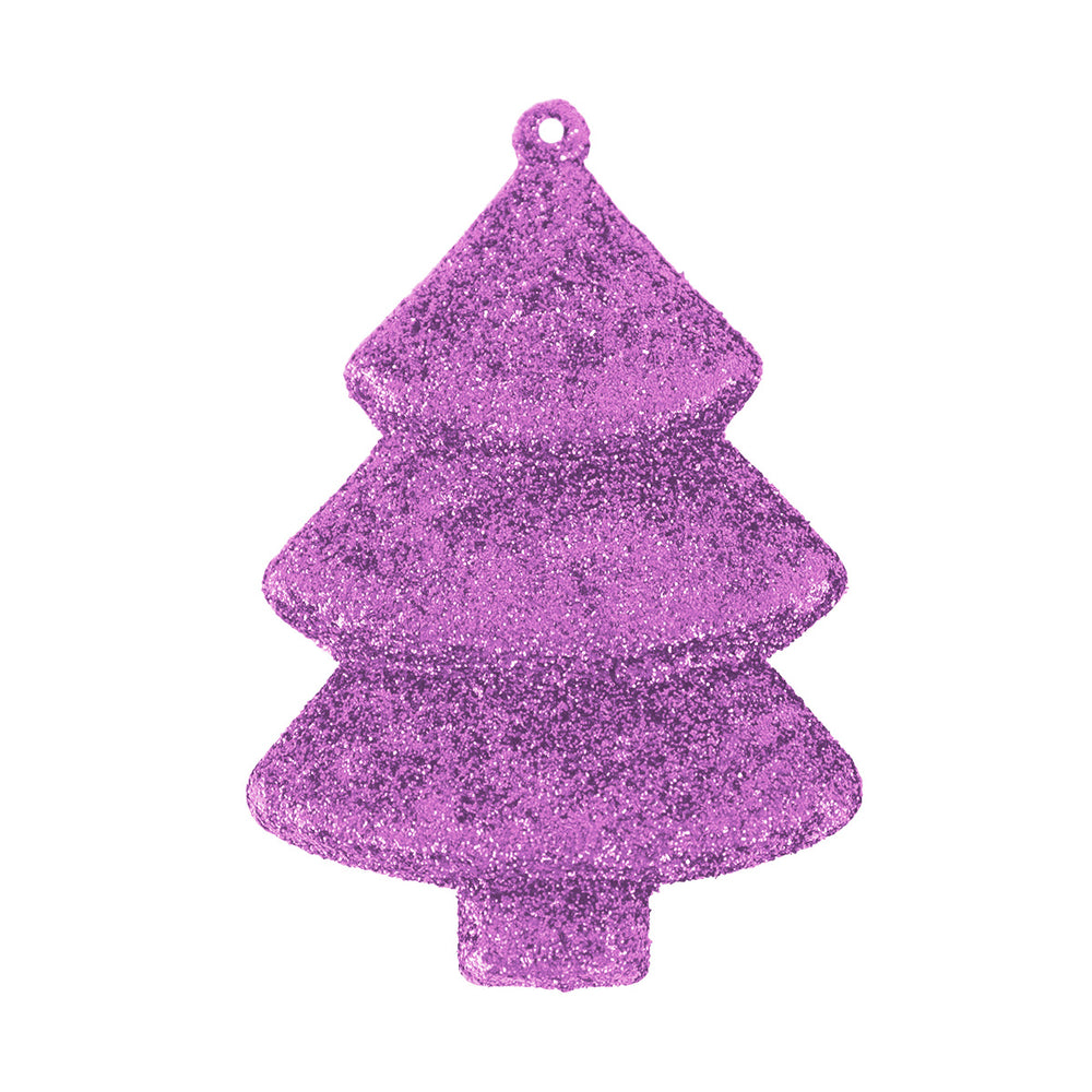 Set Mini Árbol Navideño con Glitter, Color Morado, 5 pzas
