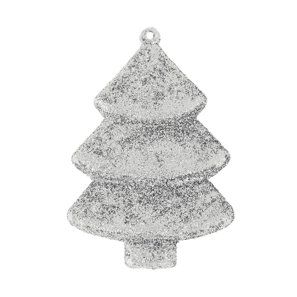 Set Mini Árbol Navideño con Glitter, Color Plata, 5 pzas