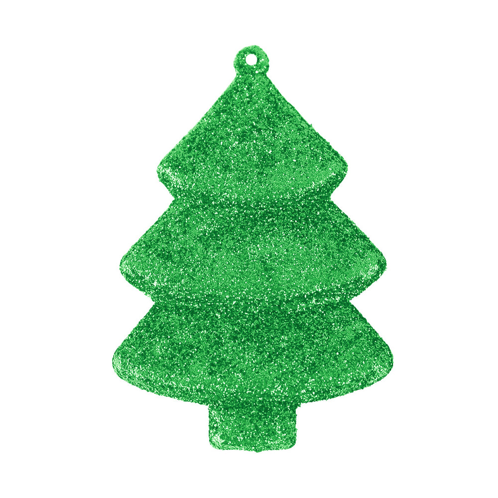 Set Mini Árbol Navideño con Glitter, Color Verde, 5 pzas