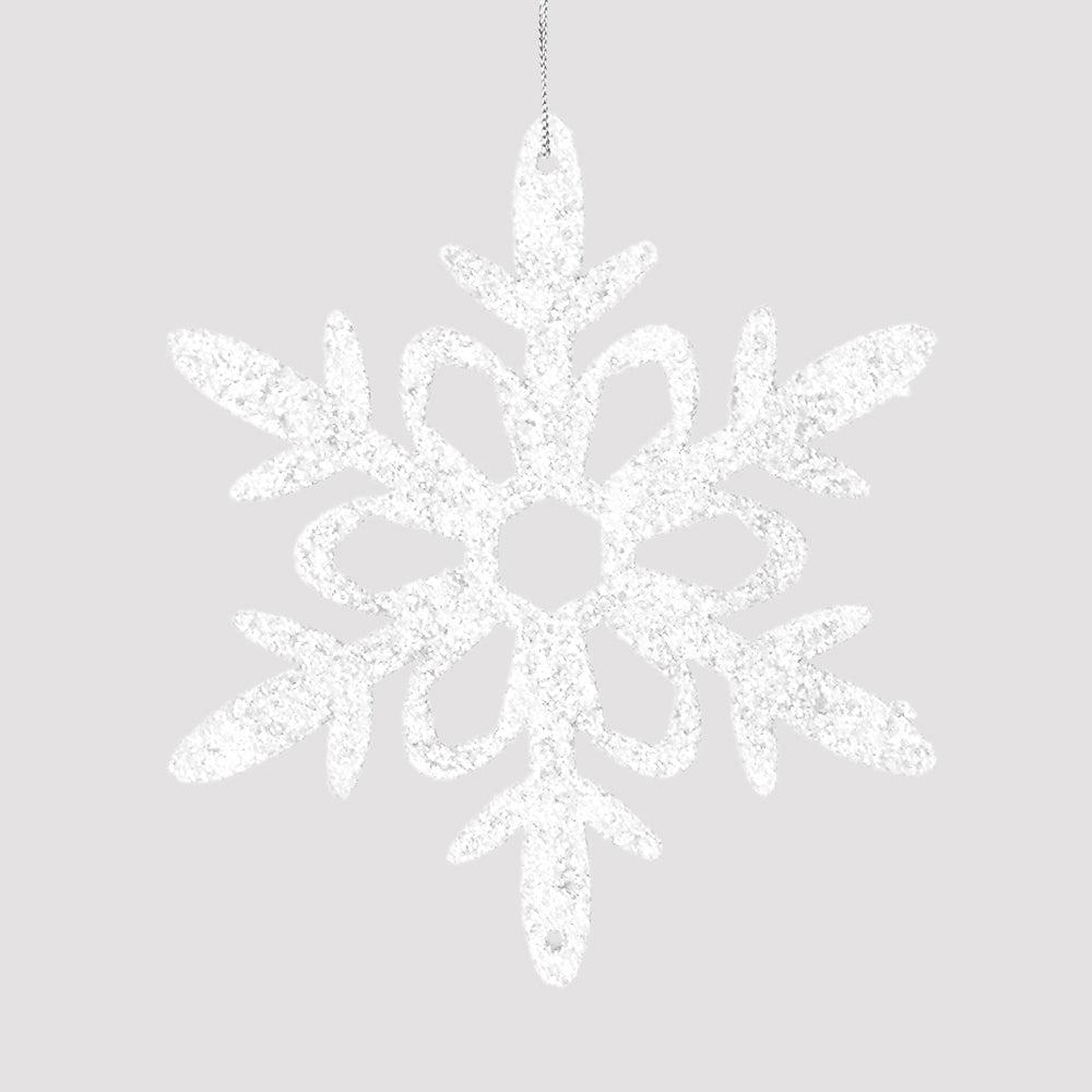 Ornamento Copo de Nieve con Glitter, Color Blanco, 4 pzas