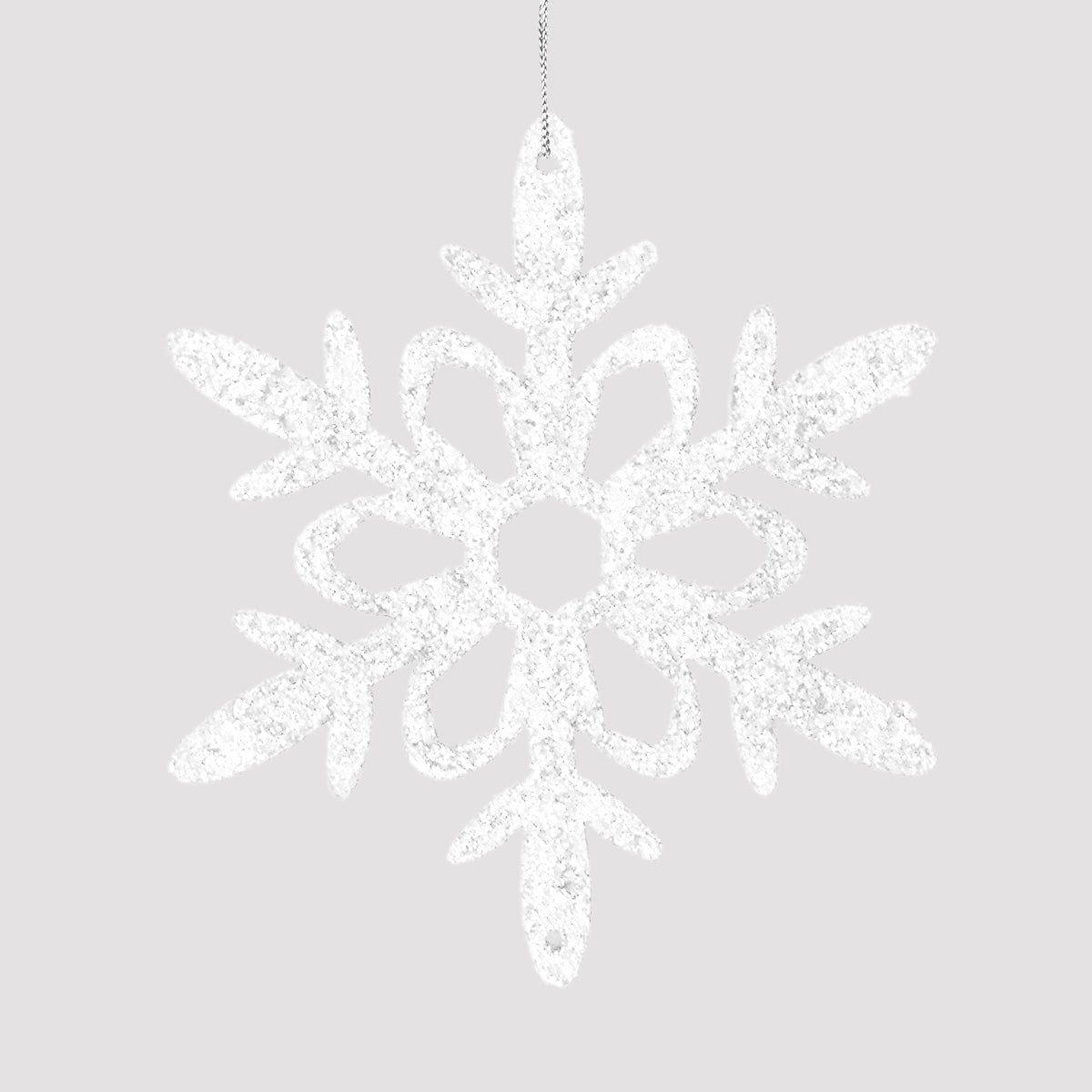 Ornamento Copo de Nieve con Glitter, Color Blanco, 4 pzas