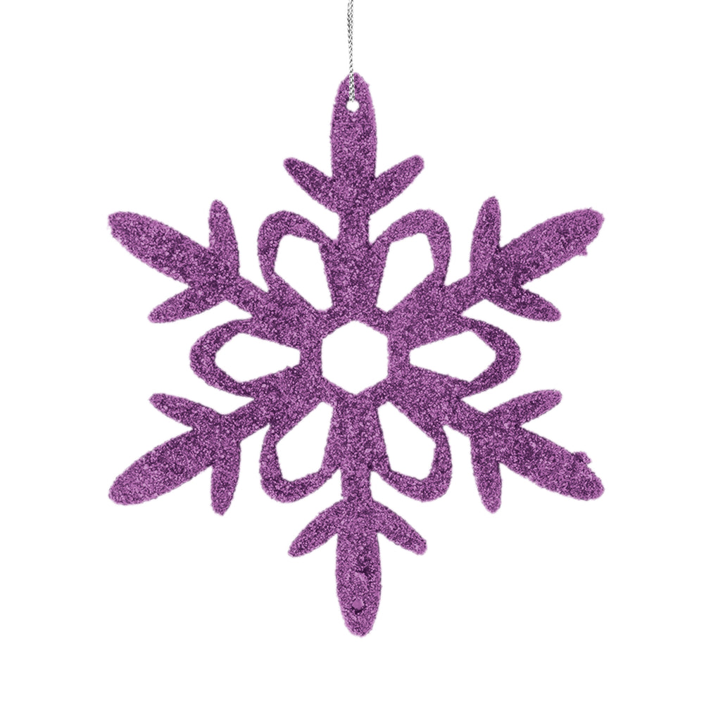 Ornamento Copo de Nieve con Glitter, Color Lila, 4 pzas