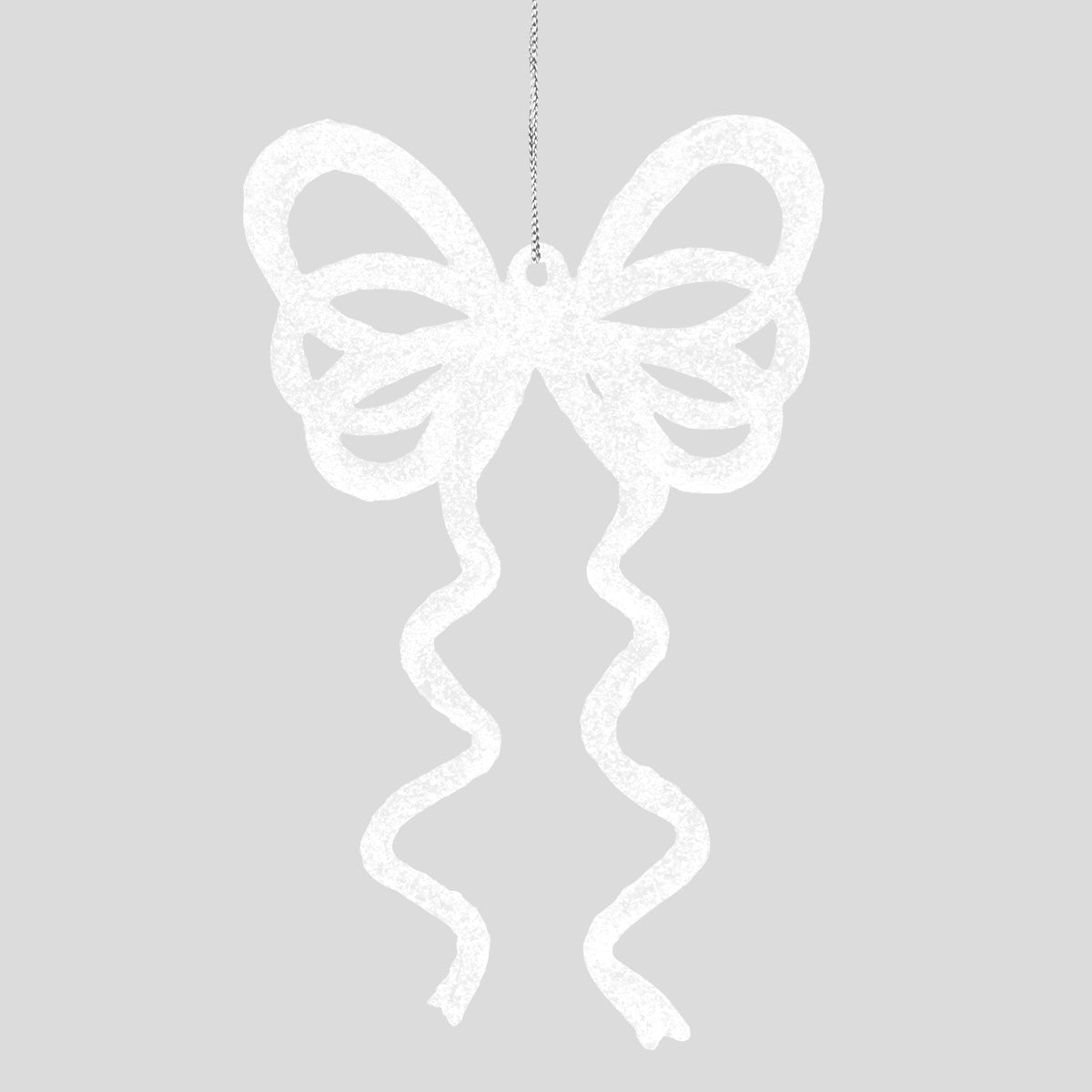 Ornamento Moño con Glitter, Color Blanco, 4 pzas