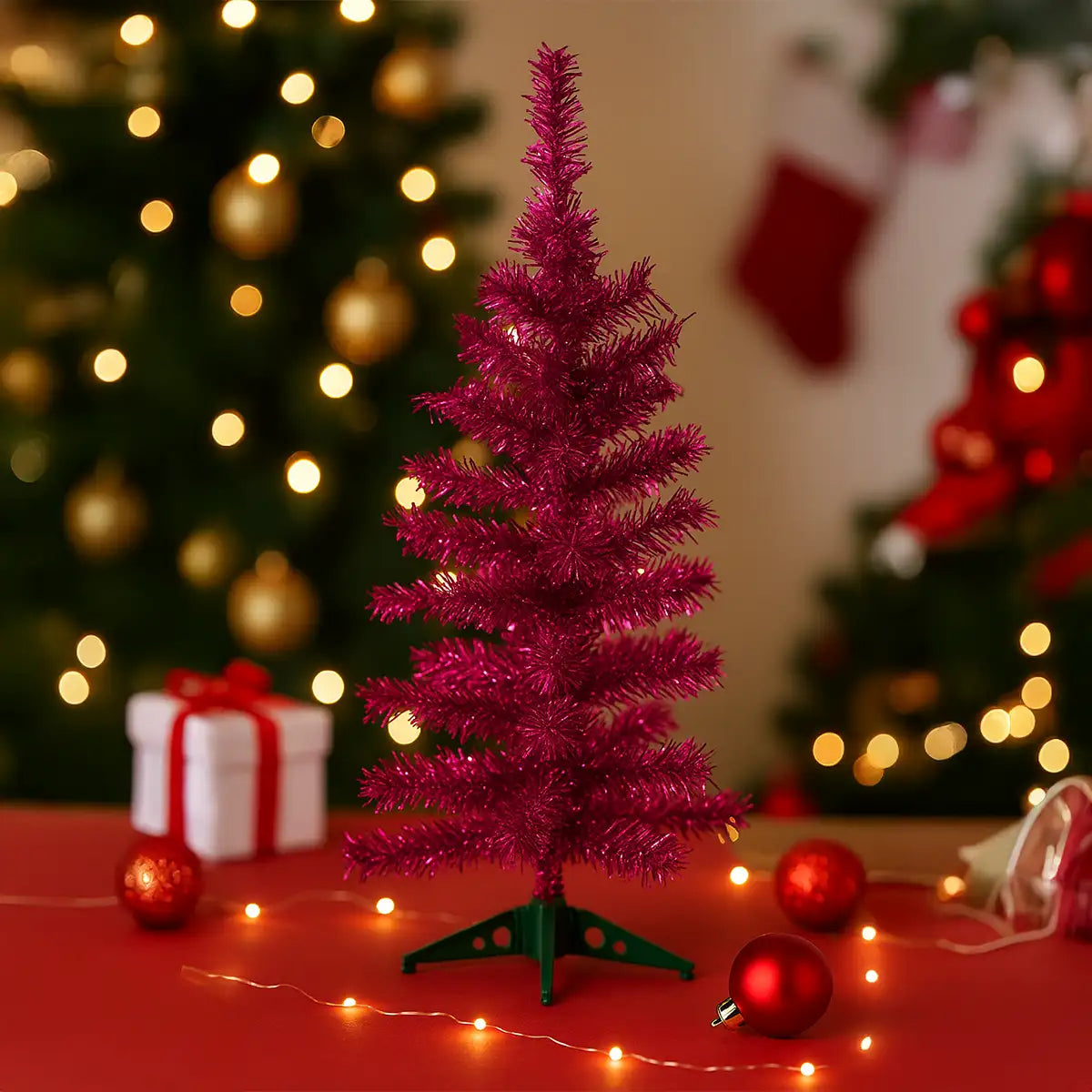 Árbol Navideño de Tinsel color Fucsia