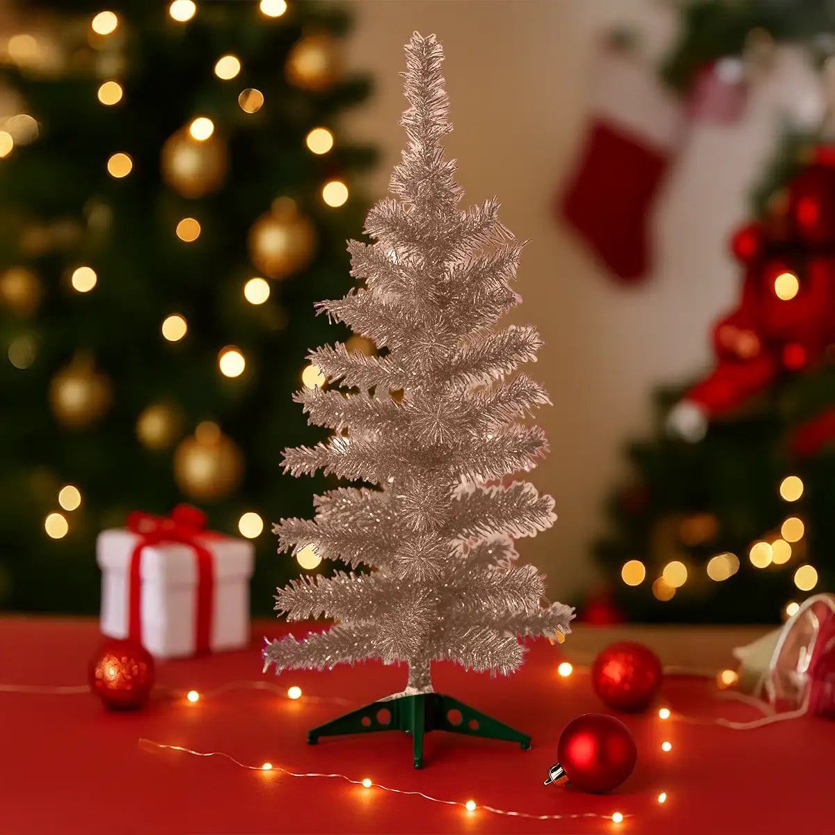 Árbol Navideño de Tinsel color Rosa Oro