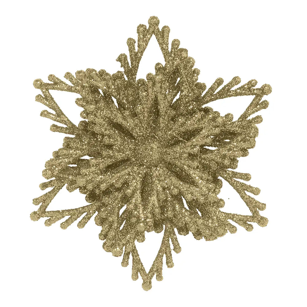 Copo de Nieve con Diamantina color Oro, 2pzas