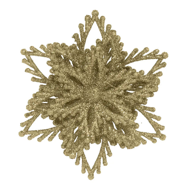 Copo de Nieve con Diamantina color Oro, 2pzas
