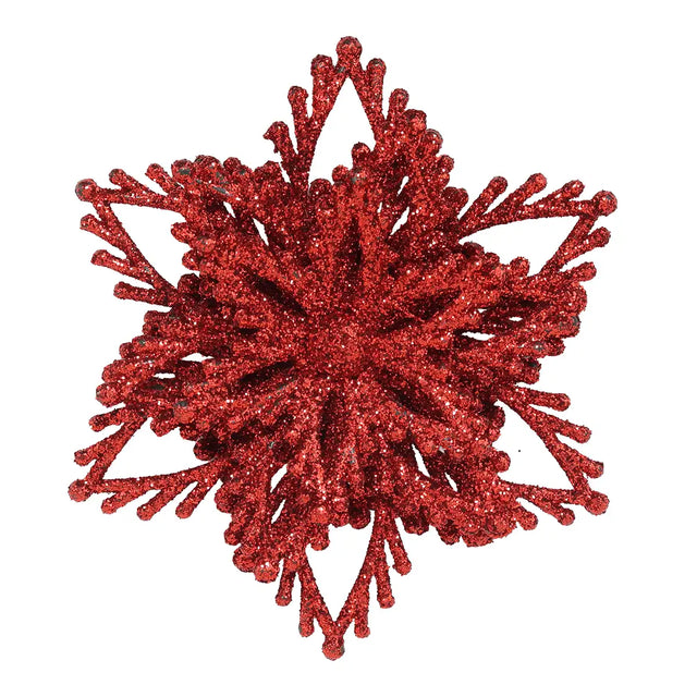 Copo de Nieve con Diamantina color Rojo, 2pzas