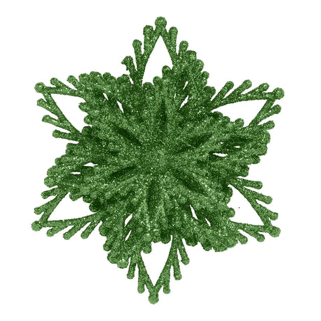 Copo de Nieve con Diamantina color Verde, 2pzas