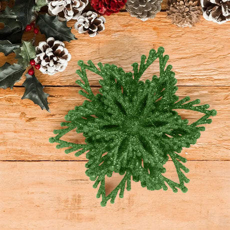 Copo de Nieve con Diamantina color Verde, 2pzas