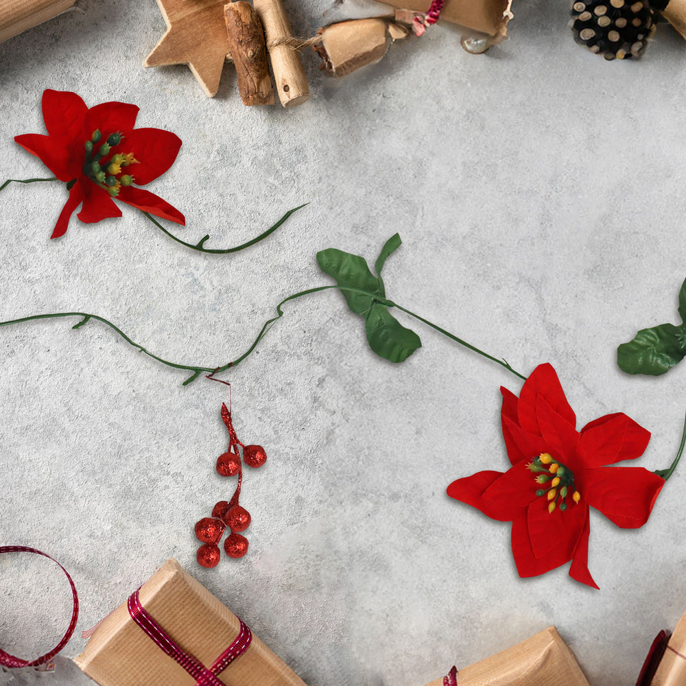 Guirnalda de Nochebuenas color Rojo