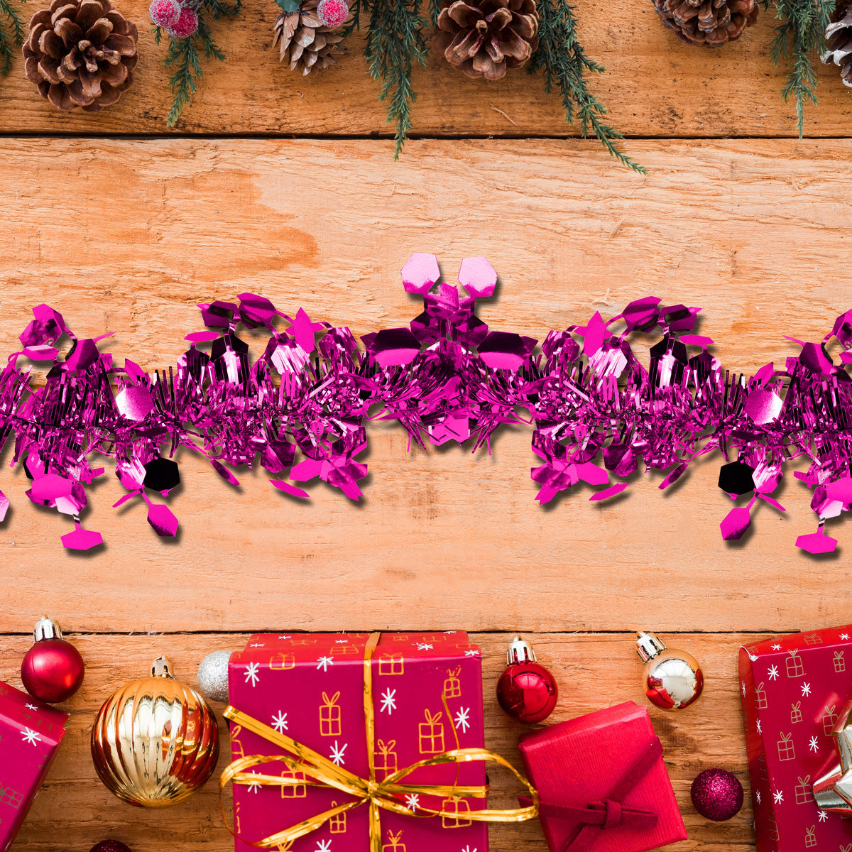Guirnalda Navideña Brillante, Color Fucsia