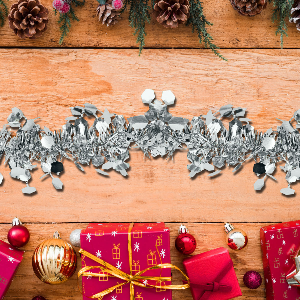 Guirnalda Navideña Brillante, Color Plata