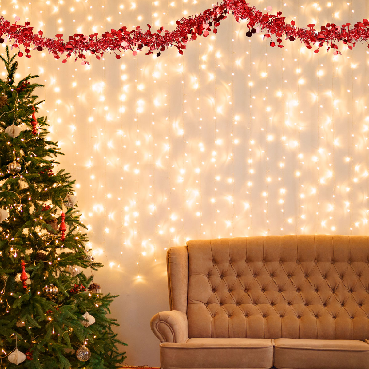 Guirnalda Navideña Brillante, Color Rojo