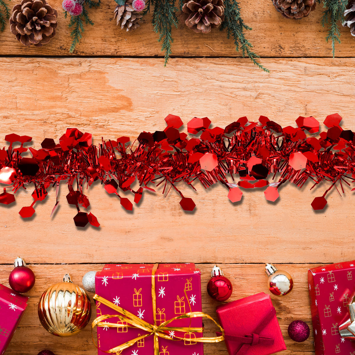 Guirnalda Navideña Brillante, Color Rojo