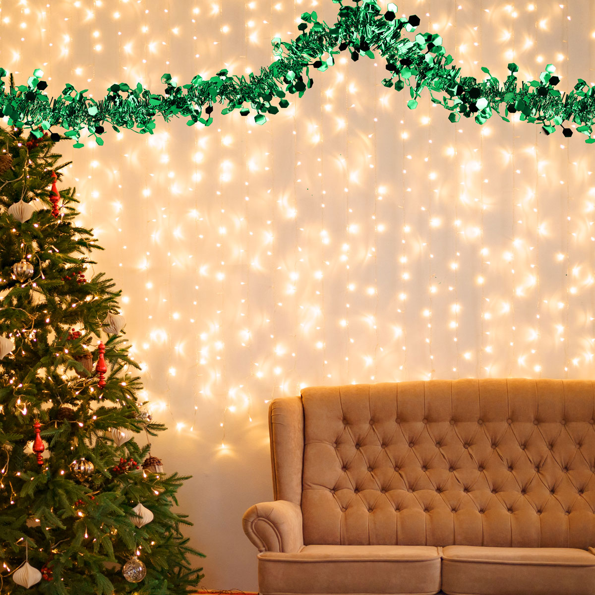 Guirnalda Navideña Brillante, Color Verde