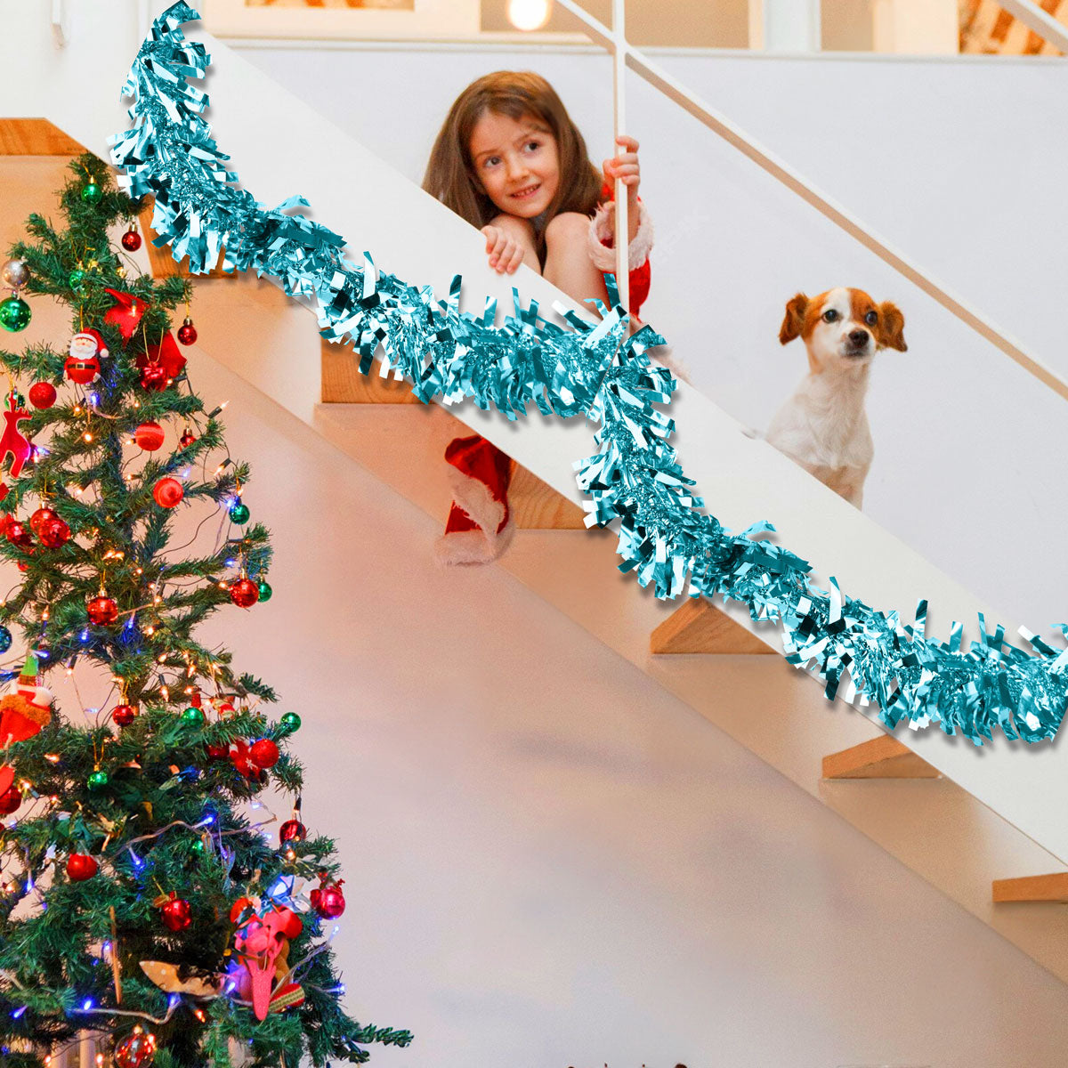 Guirnalda Navideña Brillante, Color Turquesa