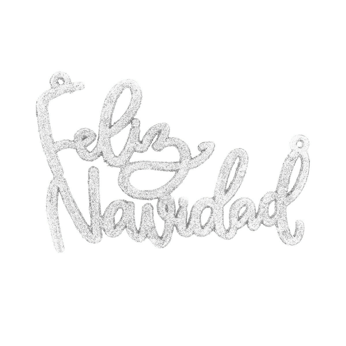 Letrero Feliz Navidad color Blanco con Glitter, 2pzas