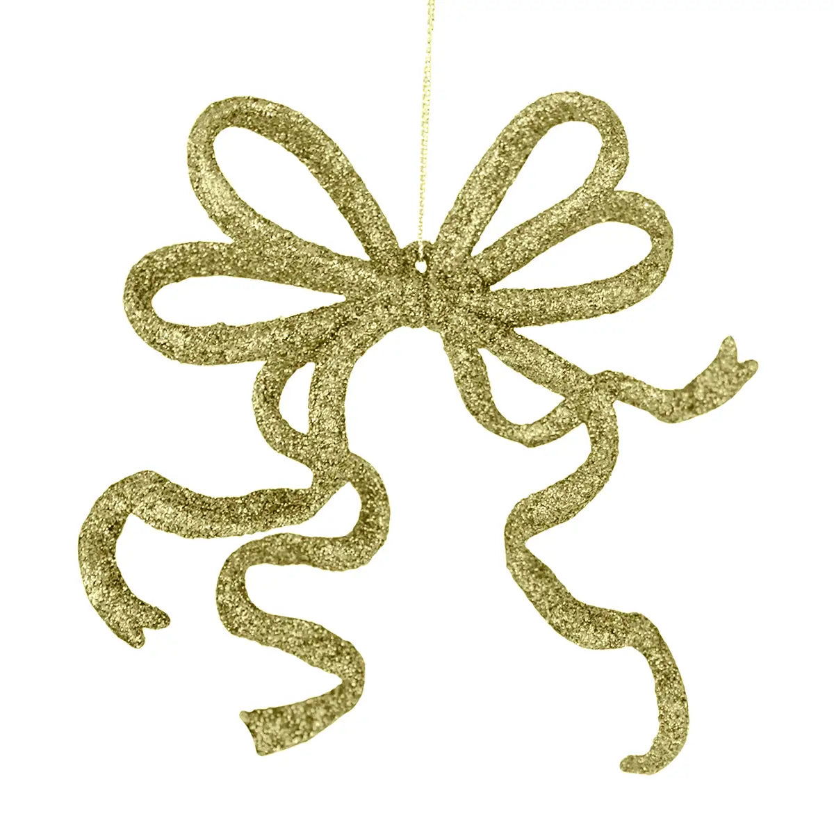 Moño Navideño con Diamantina color Oro, 2 pzas