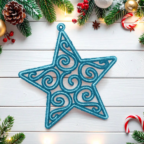 Ornamento Navideño en Forma de Estrella color Azul