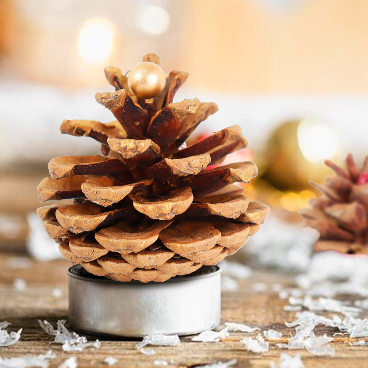 Piñas Decorativas Navideñas Doradas